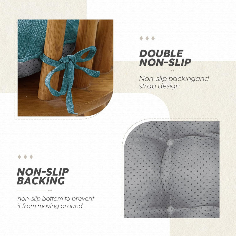 Memory Foam Dining Chair Cushions Attachable (Set of 6)