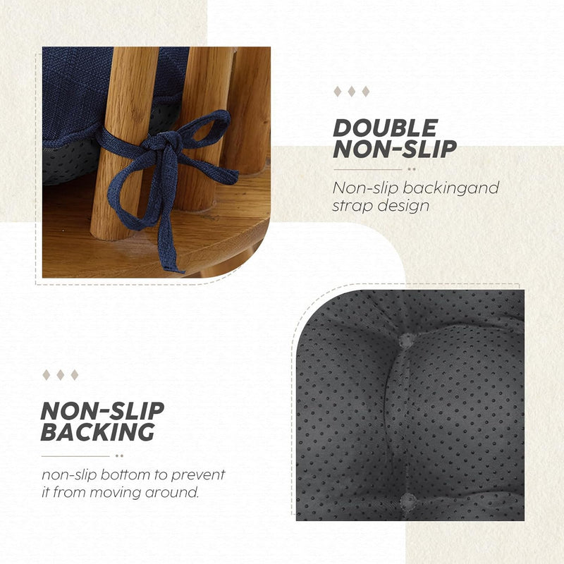 Memory Foam Dining Chair Cushions Attachable (Set of 6)