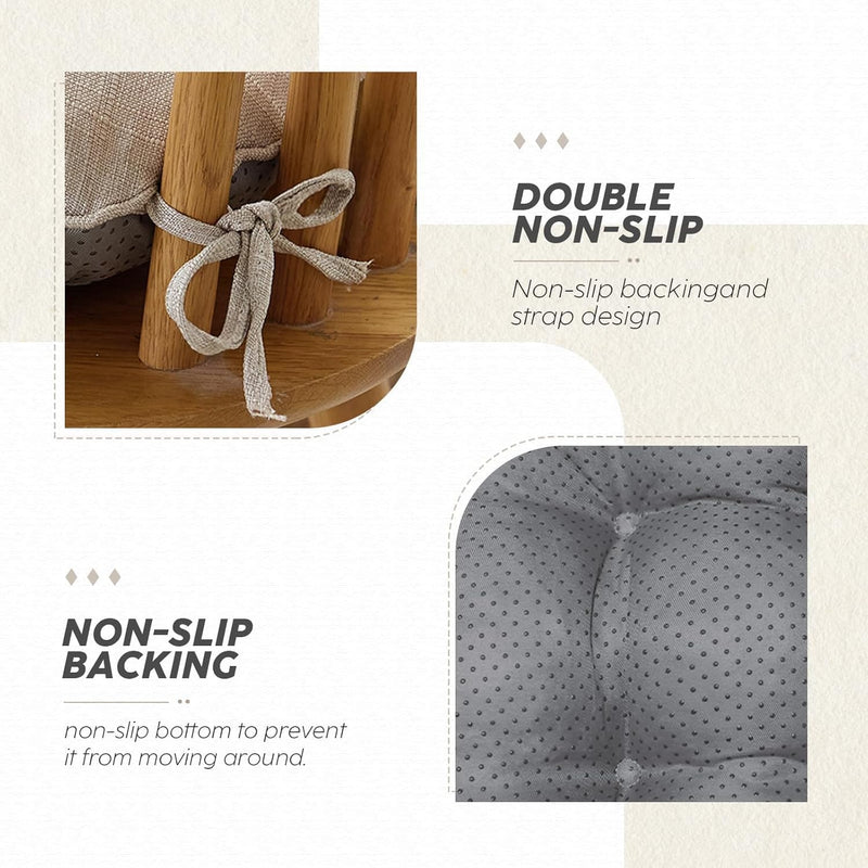 Memory Foam Dining Chair Cushions Attachable (Set of 6)