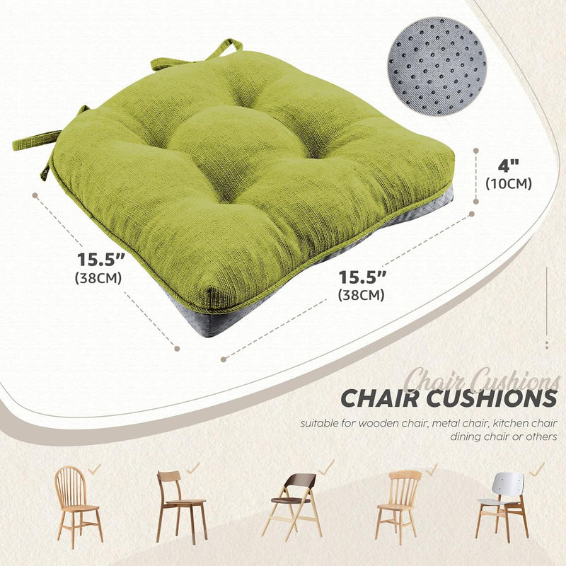 Memory Foam Dining Chair Cushions Attachable (Set of 6)