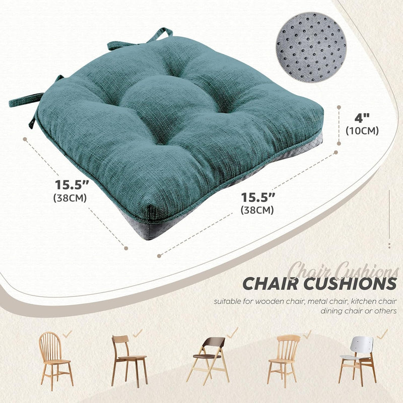 Memory Foam Dining Chair Cushions Attachable (Set of 6)
