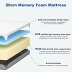 Memory Foam Mattress Medium Firm Feel Soft Skin-Friendly