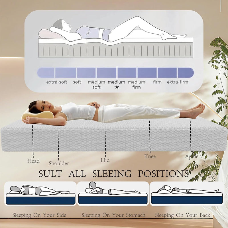 Memory Foam Mattress Medium Firm Support Protector