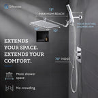Metal 10" Dual Square Shower Head Combo Rain