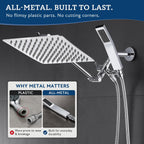 Metal 10" Dual Square Shower Head Combo Rain