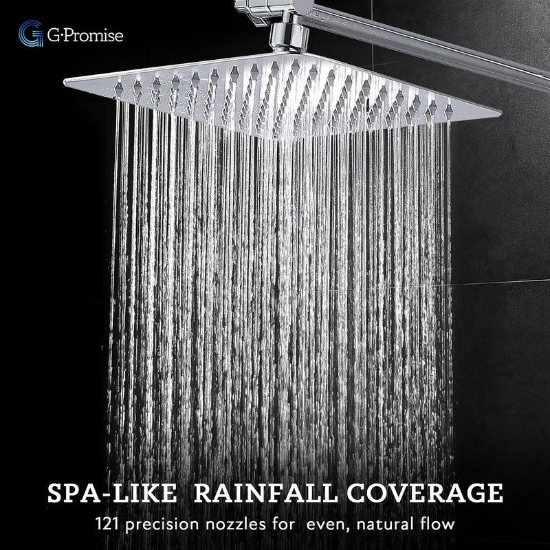 Metal 10" Dual Square Shower Head Combo Rain
