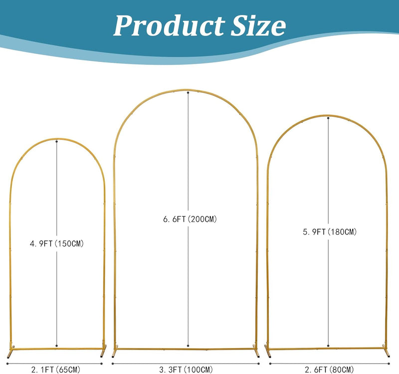 Metal Arch Backdrop Stand 7.2 6.6 5.9FT Wedding (Set of 3)