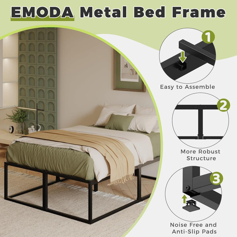 Bed Frame with Sturdy Slats Support