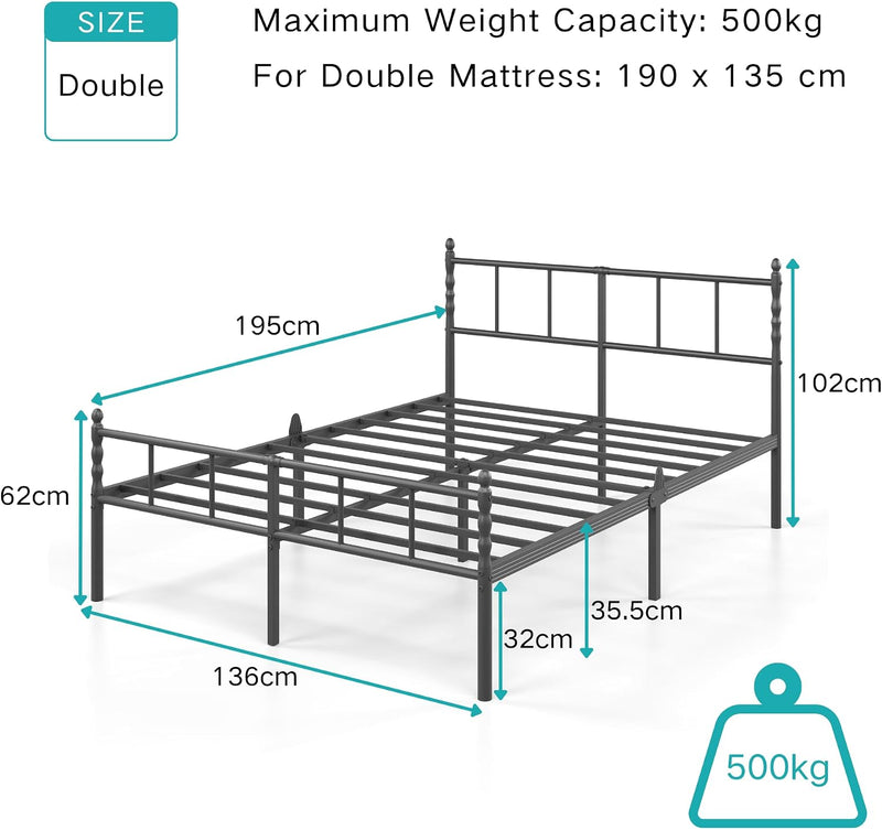 Metal Bed Frame Modern Style with Headboard