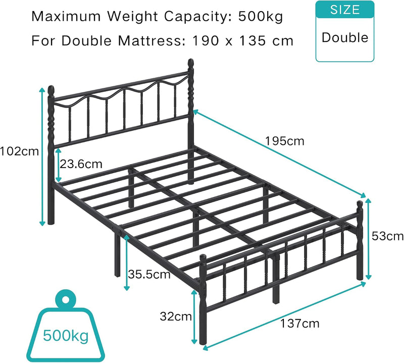 Metal Bed Frame Modern Style with Headboard