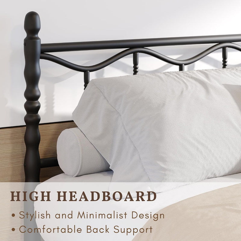 Metal Bed Frame Modern Style with Headboard