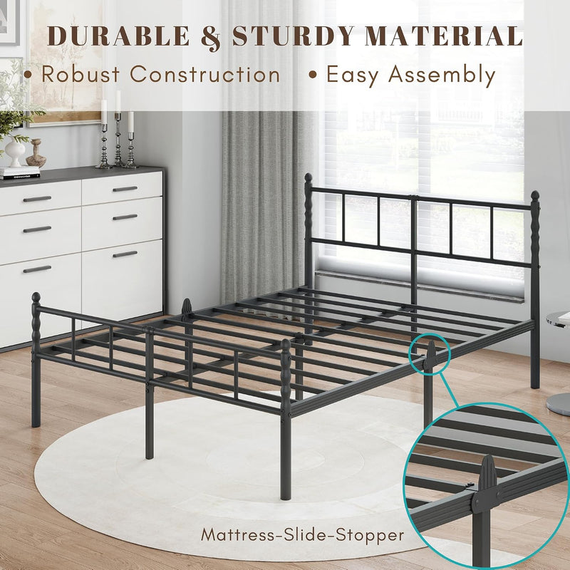 Metal Bed Frame Modern Style with Headboard