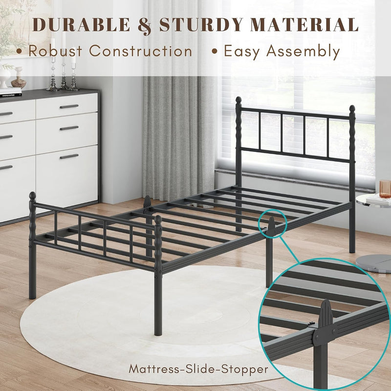 Metal Bed Frame Modern Style with Headboard