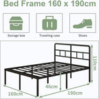 Metal Bed Frame with Curved Headboard 3FT