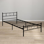 Metal Bed Frame with Decorative Headboard