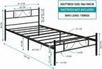 Metal Bed Frame with Decorative Headboard