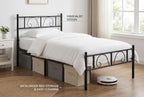 Metal Bed Frame with Decorative Headboard
