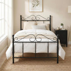 Metal Bed Frame with Decorative Headboard