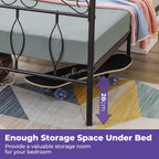 Metal Bed Frame with Decorative Headboard