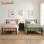 Metal Bed Frame with Decorative Headboard