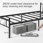 Metal Bed Frame with Decorative Headboard