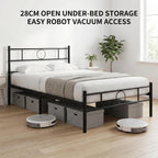 Metal Bed Frame with Decorative Headboard