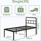 Metal Bed Frame with Headboard 46CM High