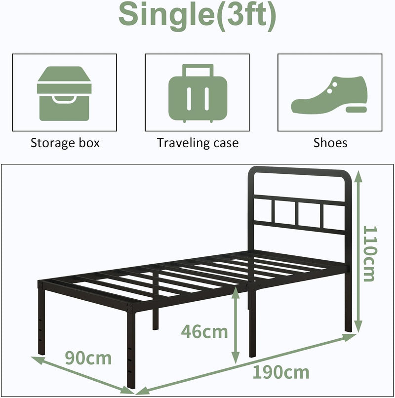 Metal Bed Frame with Headboard 46CM High