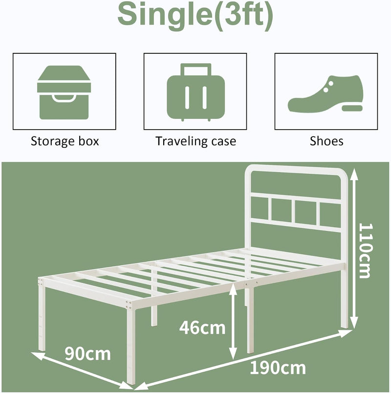 Metal Bed Frame with Headboard 46CM High