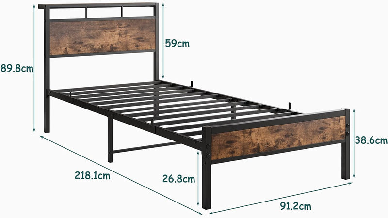 Metal Bed Frame with Modern MDF Headboard Sturdy