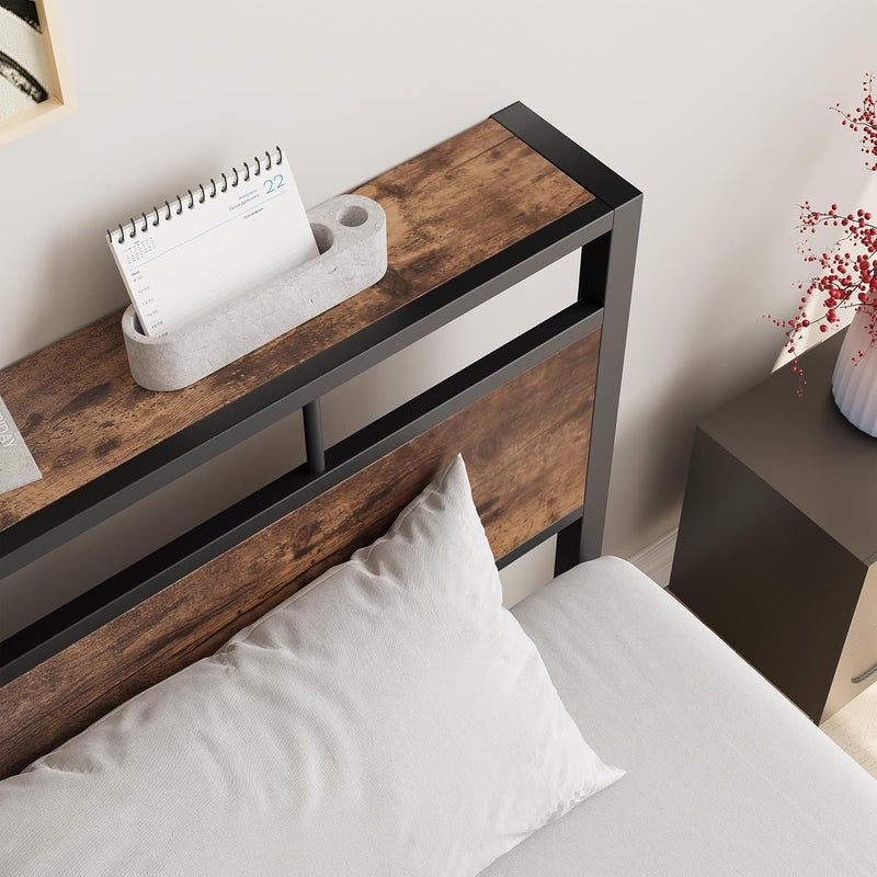Metal Bed Frame with Modern MDF Headboard Sturdy