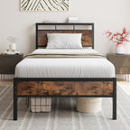 Metal Bed Frame with Modern MDF Headboard Sturdy