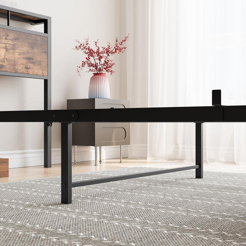 Metal Bed Frame with Modern MDF Headboard Sturdy