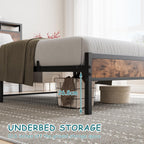 Metal Bed Frame with Modern MDF Headboard Sturdy