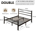 Metal Bed Frame with Stylish Headboard and Footboard