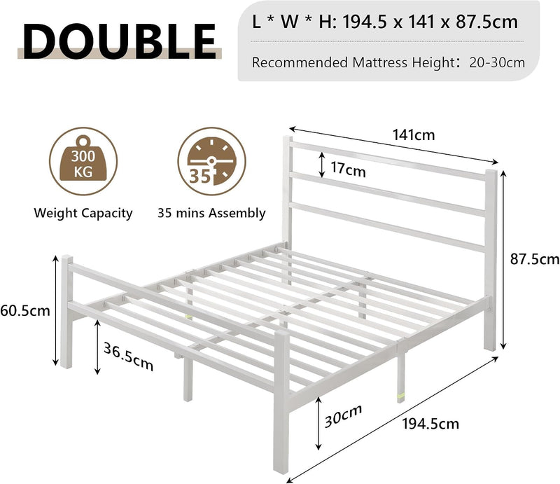 Metal Bed Frame with Stylish Headboard and Footboard