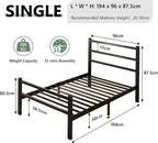 Metal Bed Frame with Stylish Headboard and Footboard