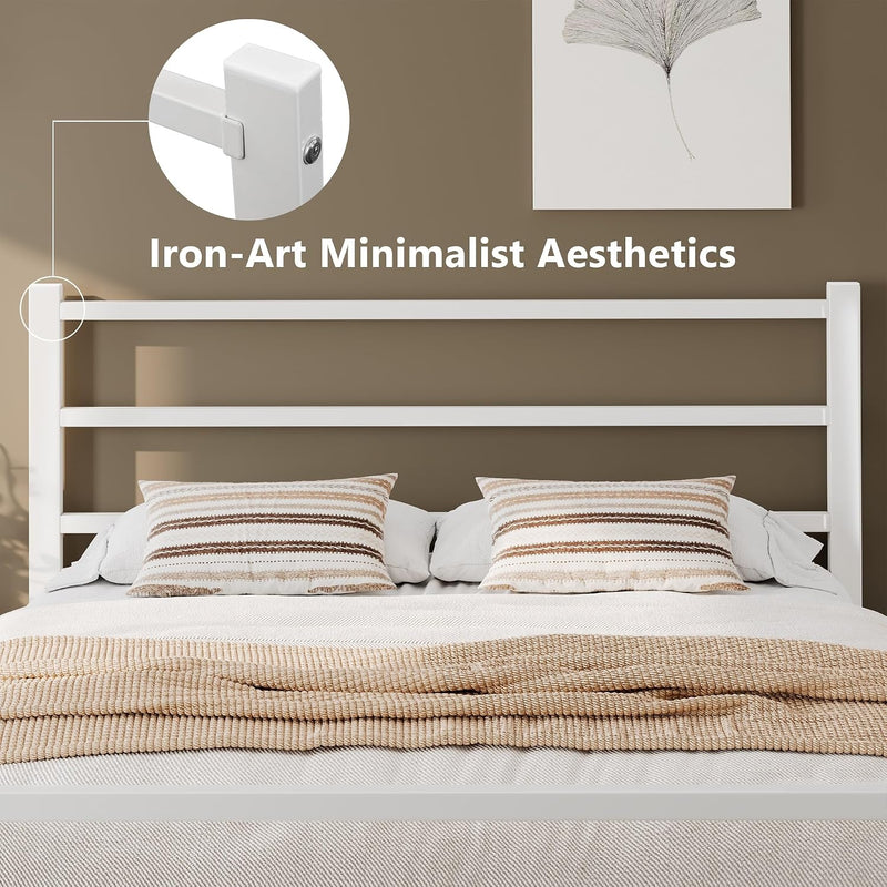 Metal Bed Frame with Stylish Headboard and Footboard