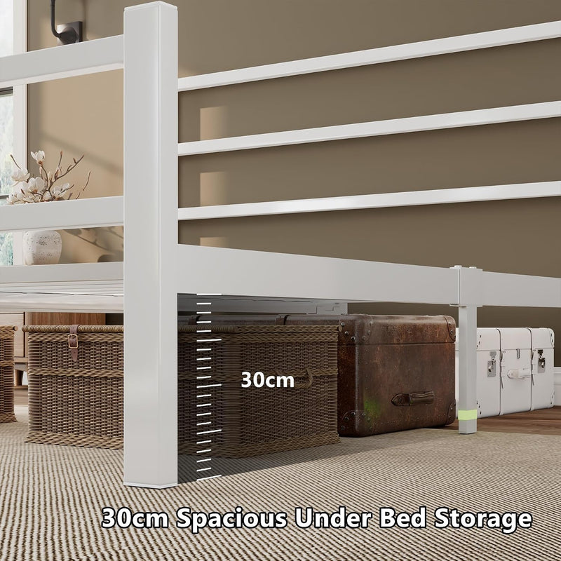 Metal Bed Frame with Stylish Headboard and Footboard
