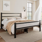 Metal Bed Frame with Stylish Headboard and Footboard