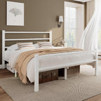 Metal Bed Frame with Stylish Headboard and Footboard