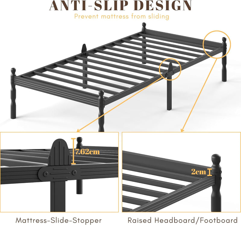 Metal Bed Frame with Underbed Storage and Steel