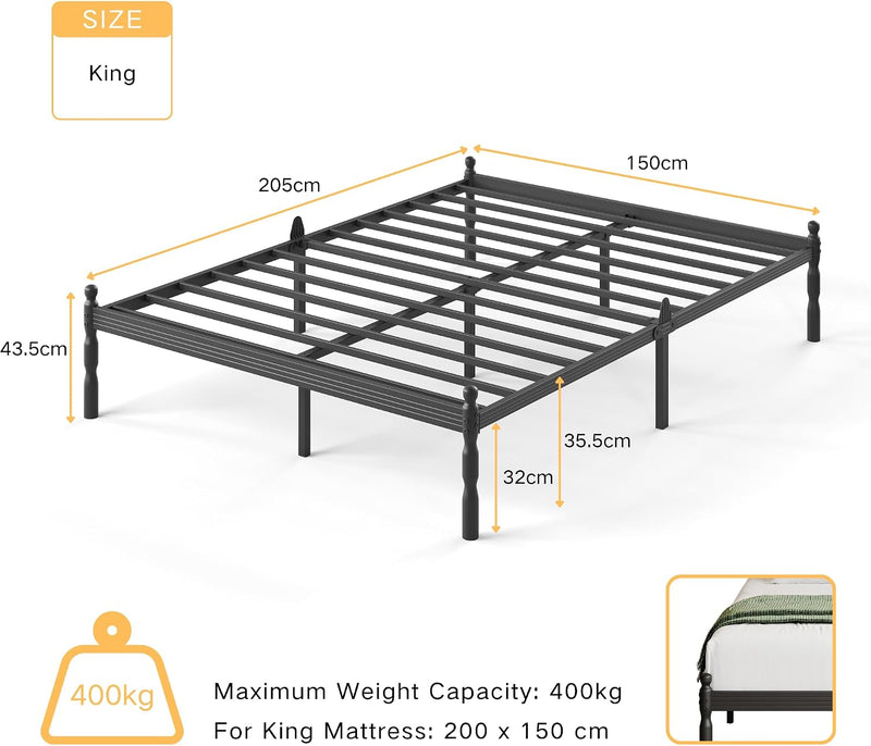 Metal Bed Frame with Underbed Storage and Steel