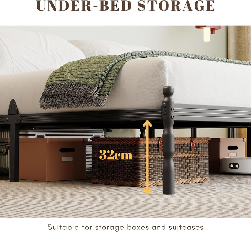 Metal Bed Frame with Underbed Storage and Steel