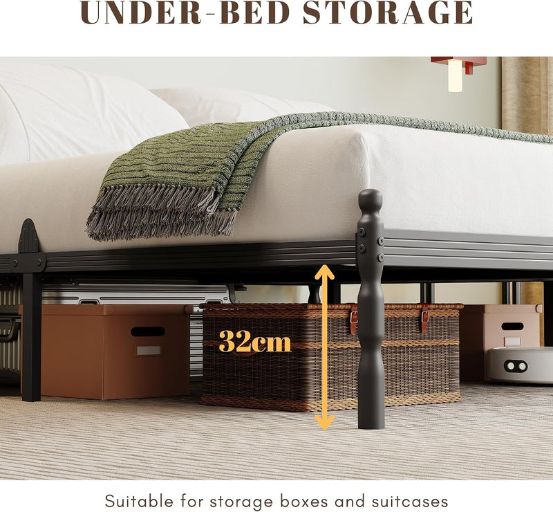 Metal Bed Frame with Underbed Storage and Steel