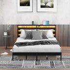 Metal Bed Frame with USB Charging Station LED