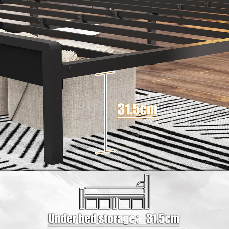 Metal Bed Frame with USB Charging Station LED