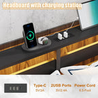 Metal Bed Frame with USB Charging Station LED