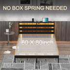 Metal Bed Frame with USB Charging Station LED