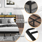 Metal Bed Frame with USB Charging Station LED